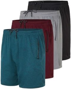 4 Pack: Mens 5 Inch Inseam Quick Dry Fit Running Shorts Zipper Pockets Drawstring Active Athletic Basketball Gym Workout Fitness Summer Training Sport Track Casual Tennis - Set 7, 3XL