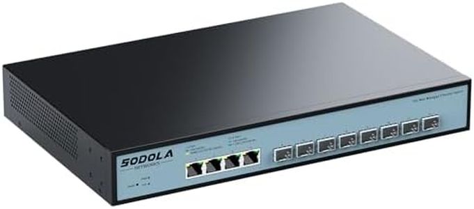 SODOLA 12 Port 10Gb Managed Switch, 8x10G SFP+ & 4x10GBase-T Ports, Fan Cooling, Support 1U Rack Mount, Web GUI for LACP/QoS/VLAN/SNMP 10G Multi-gig Network Switch