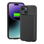 HUOBAO Battery Case for iPhone 15, 8500mAh Portable iPhone 15 Charger Case, Rechargeable Extended Smart Battery Pack for iPhone 15, 6.1 inch, Black