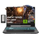 ASUS TUF A15 15.6" 144Hz FHD Gaming Laptop, AMD Ryzen 7 7435HS, 64GB DDR5, 4TB PCIe SSD, NVIDIA GeForce RTX 3050, Backlit Keyboard, HD Camera, Wi-Fi 6, Win 11 Pro, Black, 256GB Docking Station Set