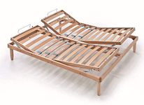 Evergreenweb - KING SIZE Bed Base 180x200 cm with Beech Wood Slats, 2 Separate Manual Risers HEAD and FOOT LIFTS Foldable Orthopedic Paltform for mattress, with Rigidity Adjusters + 5 Removable Feet