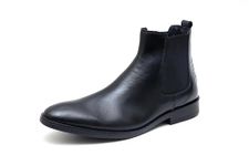 BUCCA Black Genuine Leather Formal Chelsea Boots for Men - 9 UK