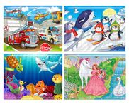 Fiddlys 54 Pcs Wood Jigsaw Puzzles for Kids & Children Age 6+ Animal World and Sea World (Pack of 4)