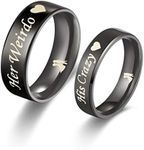 SunnyHouse Jewelry His or Hers Matching Set His Crazy Her Weirdo Titanium Stainless Steel Couple Ring