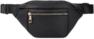 Telena Leather Fanny Packs for Women Cross Body Bag Leather Belt Bag Waist Pack with Adjustable Strap Black