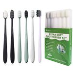 EasyHonor Extra Soft Toothbrush for Sensitive Gums, Micro-Nano Manual Toothbrush with 20000 Soft Floss BristleS 6 packs(gray + white bristles)