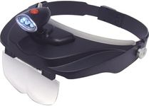 CARSON Unisex's CP-60 Pro Series MagniVisor Deluxe Headband LED Lighted Magnifier with 4 Different Lenses, Black, (1.5X, 2X, 2.5X, 3X)