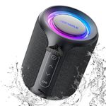 Deeyaple Portable Bluetooth Speaker, IP67 Waterproof Mini Bluetooth Speaker Wireless V5.3 with Stereo Sound,All Day,TWS Pairing,LED Light,Gift for him/her (Black)