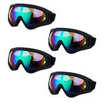 LJDJ Ski Goggles, Pack of 4 - Snowboard Adjustable UV 400 Protective Motorcycle Goggles Outdoor Sports Tactical Glasses Dust-Proof Combat Military Sunglasses for Kids, Boys, Girls, Youth, Men, Women