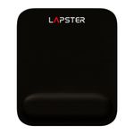 Lapster Black Ergonomic Mousepad with Gel Wrist Rest and Memory Foam | Comfortable Support for Gaming, Computer, Laptop, Home & Office Use | Non-Slip Base