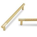 BUKOBYHE 10 Pack 7.5Inch Kitchen Cabinet Handles Brushed Brass Knurled Cabinet Pulls Gold Drawer Pulls Kitchen Hardware Kitchen Handles for Cabinets Cupboard Handles Drawer Handles