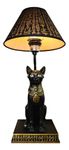 Ebros Ancient Illumination Classical Egyptian Goddess Ubasti Bastet Cat Side Table Lamp Sculpture with Hieroglyphic Shade Deity of Protection Fertility and The Home Lighting Accent (Black and Gold)