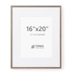 TONES FRAME DESIGN 16x20 Picture Frame Matted to 11x14, Oak Woodgrain Finish Photo Frame and Plexiglass Front Large Picture frames for Poster Gallery Wall Home Decor