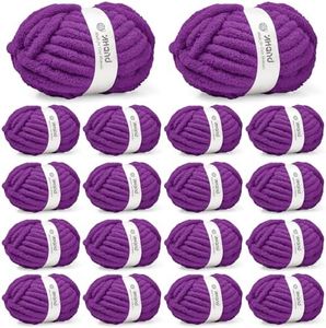 Inhand Grape Purple Chunky Chenille Yarn for Hand Knitting,Thick Bulky Mom Blanket Yarn for Crocheting,Soft Fluffy Yarn for Mother’s Day Gifts and Crafts for Women/Grandma,18 Pack (29.5Yds/8.4oz Each)