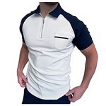 Men's Summer Casual Short Sleeve Zipper Polo Shirts Slim Fit Henley T-Shirt Fashion Printed Turn-Down Collar Tops Blouse