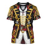 THE PIRATE KING Anime Pirate Captain T-Shirt Funny Cosplay Costume Knight Tee Crewneck Short Sleeve Casual Top Unisex, Black, Small