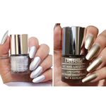 DeBelle Gel Nail Polish Combo of 2 | Long Lasting |Seaweed Enriched | Toxic & Cruelty Free| 16ml (Chrome Silver, Chrome Gold)