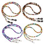 BILIONE 4 PCS Acrylic Beaded Eyeglass Chains for Women Girls, Glasss Holder Strap, Premium Eye glasses Hanger Keeper Around Neck, Fashion Eyewear Accessory Lanyard, Face Mask Chain Lanyard