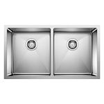 BLANCO 401519 Quatrus R15 32-Inch 50/50 Double Bowl Undermount Stainless Steel Kitchen Sink