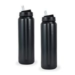 Anko 1 L Non-Toxic Plastic Water Bottle | Lightweight & Toxin-Free | Ideal for Gym Bottle | Travel Bottle | School Bottle | Office Bottle | Leak Proof Water Bottle - Black | Pack of 2