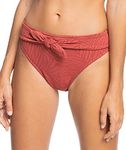 ROXY Women's Wild Babe Mid Waisted Bikini Bottom, Marsala, Medium