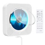 Qoosea CD Player with Bluetooth, Portable Wall Mountable CD Player with Dust Cover, Home Audio Boombox with Remote Control FM Radio Colorful Light MP3 Headphone Jack AUX Input Output