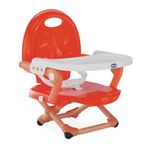 Chicco Pocket Snack Booster Seat for 6 Months to 3 Years (15 kg), Portable High Chair, Adjustable, with Compact Closure and Removable Plate, Poppy Red