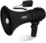 Pyle 50W Portable Megaphone Bullhorn Speaker with Microphone, Alarm Siren & Adjustable Volume - Rechargeable Battery - Indoor/Outdoor Use - Perfect for Police, Football, Kids & More, Black