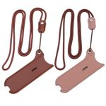 ZUYOOK lanyard PU protective sleeve/outdoor anti-lost removable nylon rope artificial leather protective sleeve compatible with r-e-x/J-u-l/mo-t/yo-z etc. [2pack ] [brown+pink], Pink, 42*0.2inch