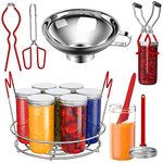 7Pcs Canning Supplies Kit Jar Lifter Canning Tool Set with Jar Wrench Canning Rack Canning Funnel Canning Tongs Lid Lifter Bubble Popper Stainless Steel Canning Tools for Mason Jars Pot (Red)