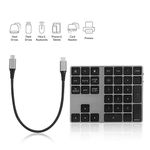 Number Pad BT Numeric Keypad 34 Key Keyboard HUB Type-C USB 3.0 Fit for Windows, Number Pad with 2 USB 3.0 Interface for Computer Laptop Windows, OS, Android(Silver)(Black)