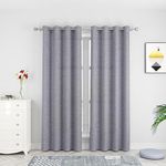 Curtains 80 inches Long Linen Textured Charcoal Grey Living Room Divider Bedroom Privacy Semi Sheer Drapes Kitchen Sliding Glass Door Window Curtains Basement Patio Curtain Panels Grommet Top 2 Pieces