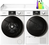 I'Ezonk Heavy Duty All Steel Washer Dryer Countertop,27.6" Depth x 57" Width Stainless Steel Laundry Countertop, Washer Dryer Cover for Top, Laundry Guard(White)