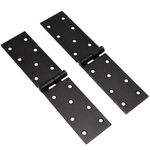 Pack of 2 x 200 mm Backflap Hinge Black, Steel Back Flap Hinges, Weather Resistant, Rust Proof Powder Coating, Strap Hinges Ideal for Indoor or Outdoor Use On Gates, Sheds, Gazebos, Wardrobes, Chests