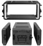 Diandian 4U Rack Case Shallow 12" Depth, 19" Rackmount Flight Cases, Watertight Dust-Proof 2 Space Shock Mount Racks with Microphone Compartments