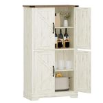 Hzuaneri Bathroom Floor Storage Cabinet, Freestanding Cabinet with 4 Door, 2 Adjustable Shelves, Bathroom Storage Unit for Bathroom, Kitchen 11.8 x 23.6 x 43.3 Inches, Country Rustic SC48414X