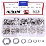 Hilitchi 410-Pcs [8-Size] 304 Stainless Steel Spring Lock Washer Assortment Set - Size included: M2 M2.5 M3 M4 M5 M6 M8 M10