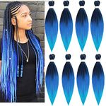 Pre-stretched Braiding Hair-8pcs/pack Ombre Black Blue Long 26Inch Jumbo Braiding Hair Extensions Synthetic Kanekalon Hair 90g/pc