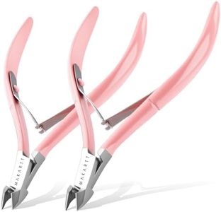 Makartt Cuticle Nippers - 7mm Blade Cuticle Trimmer with Dual Springs & Ergonomic Handle, Sharp Full Jaw Professional Nail Care Kit for Salon Home Use, Pink, 2 Pack