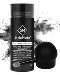 StyleMake Thickener Hair Fiber Black With Pump For Thin & Fine Hair Instanty Transform, Unisex, Hair Thickening Fibers For Men & Women with Applicator (Black + Applicator)