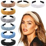 DRESHOW 8 Pack Knotted Headbands for Women Wide Turban Headband Yoga Exercise Ribbing Head Wraps Hair Bands Accessories