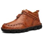 Asifn Men's Zip Driving Business Loafers Brogue Breathable Comfort Casual Walking Leather Moccasin Shoes 9 Brown,10.24" Heel to Toe