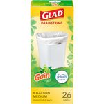 Glad Medium Drawstring Trash Bags, 8 Gal, Gain Original Scent with Febreze, 26 Ct, Pack May Vary