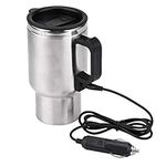 Stainless Steel Travel Heating Cup, 12V 450ml Electric In-car Coffee Tea Mug, for Hot Water, Coffee, Travel, Home Use