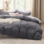 Bedsure Dark Grey Duvet Cover Queen Size - 3 Pieces Prewashed Cotton-Like Extra Soft Bedding Set, Includes 1 Duvet Cover 90x90 Inches with Zipper Closure & 2 Pillow Shams, Comforter Not Included