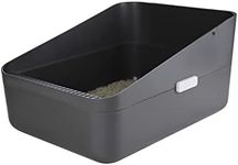 Sfozstra Open Litter Box,Prevent Sand Leakage, Durable High Side Sifting Litter Box for Small Cats,Secure and Odor Litter Box, Removable Litter Box, Easy to Clean (Dark Grey Small)