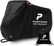 Poshhops Outdoor Bike Cover for 1-2 Bikes - Heavy Duty 600D Oxford Tear Resistant and Windproof, Waterproof Bike Covers for Outside Storage, Stationary Bicycle Cover Comes with Carry Bag