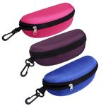 SUNTRADE Sunglasses Case，Men Women Portable Travel Zipper Eyeglasses Case,Set of 3 (blue+purple+pink)