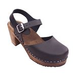 Lotta From Stockholm Swedish Clogs Highwood in Black on Brown Base-39