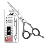 (Charcoal / Silver 15cm ) - JW Professional Shears Razor Edge Series with Hair Razor Set - Barber & Hair Cutting Scissors/Shears Japanese Stainless Steel